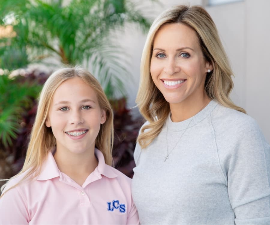 patient and mom smiling during visit